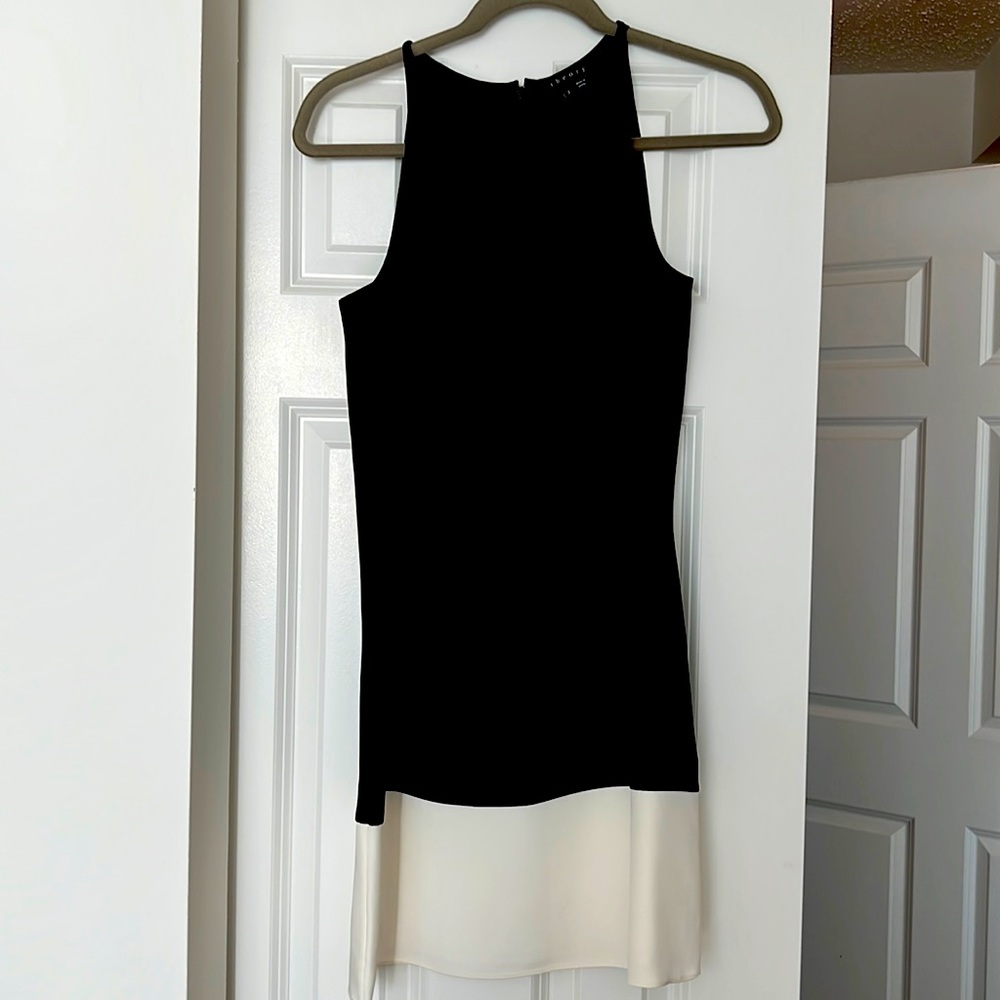 Theory size 2 black and white silk dress